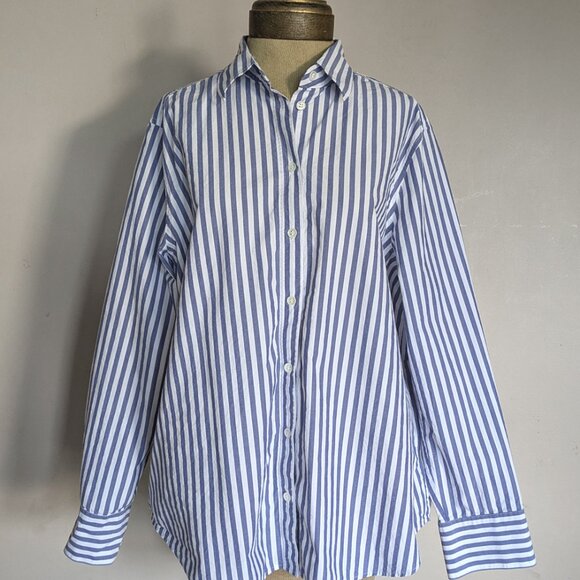 100% Cotton Banana Repulic Striped Poplin Oversize Buttondown Shirt XL - Picture 1 of 6